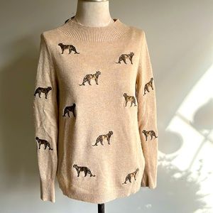Mock neck embroidered sweater